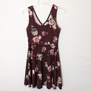 Women's "Rue 21" Maroon Floral, Short Sleeveless, Formal Party Dress; Size S